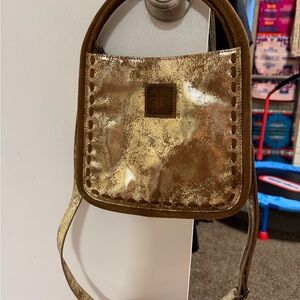 Elegant Gold and Brown Crossbody Bag